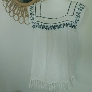 Hippie Laundry Boho Tank with Fringe